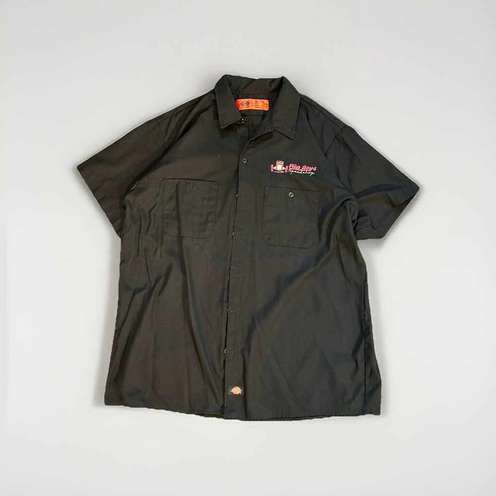 Vintage Dickies Pep Boys Speed shop Black Button Down Short Sleeve Shirt Sz XL